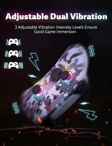 SIMGAL Wireless Switch Gamepad Controller, Universal Compatibility for Switch/Switch Lite/Switch OLED, Windows PC, iOS 13.4 and above, with RGB, Motion Control, Vibration and Turbo (Camo) in Saudi Arabia