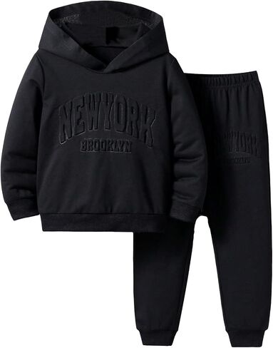SOLY HUX Toddler Boy's 2 Piece Outfits Letter Graphic Long Sleeve Hoodies Tops and Sweatpants Set in Saudi Arabia