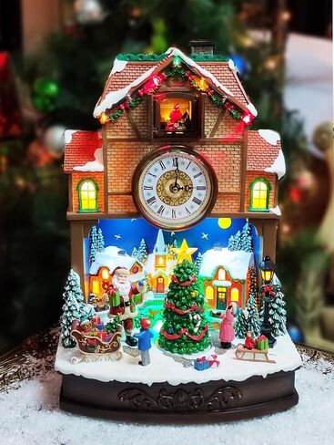 MOMENTS IN TIME 17.1" H Christmas Decor Cuckoo Clock with Christmas Village Scene, with LED Lights, Christmas Music, and Animation - Power Adapter (included) in Kuwait