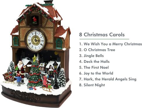 MOMENTS IN TIME 17.1" H Christmas Decor Cuckoo Clock with Christmas Village Scene, with LED Lights, Christmas Music, and Animation - Power Adapter (included) in Kuwait