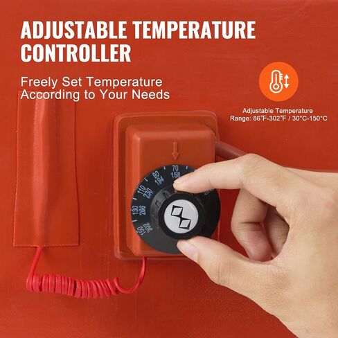 VEVOR Metal Drum Heater, 1200 Watt 5 inch Width, Pail Heating Band for 55 Gallon Barrel, 86-302℉ Adjustable Thermostat, High Efficiency Silicone Grease Keg Heater, UL/FCC Listed Orange in Saudi Arabia