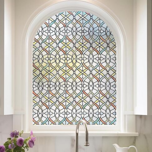 3D Stained Glass Window Film, Decorative Window Privacy Film for Bathroom,Front Door,Home, Sun Blocking Heat Control,Static Cling, Genes 17.5inch x 47.24inch in Saudi Arabia