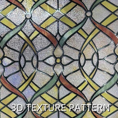 3D Stained Glass Window Film, Decorative Window Privacy Film for Bathroom,Front Door,Home, Sun Blocking Heat Control,Static Cling, Genes 17.5inch x 47.24inch in Saudi Arabia