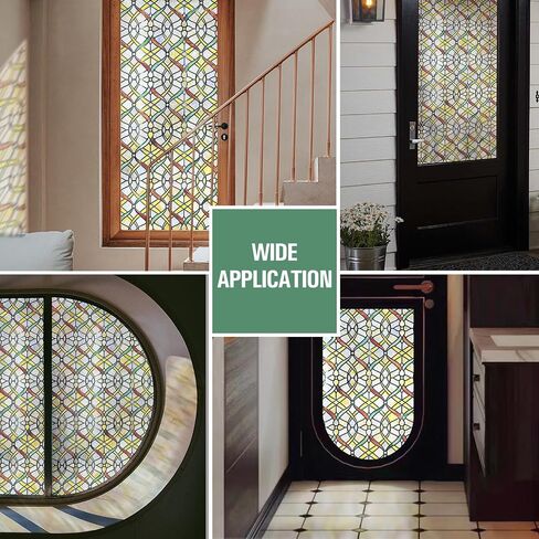 3D Stained Glass Window Film, Decorative Window Privacy Film for Bathroom,Front Door,Home, Sun Blocking Heat Control,Static Cling, Genes 17.5inch x 47.24inch in Saudi Arabia