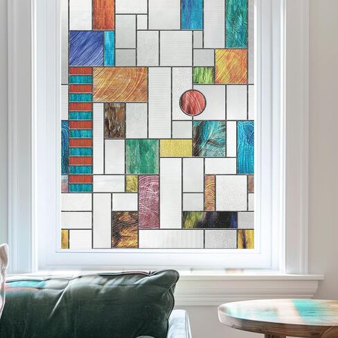 3D Stained Glass Window Film, Decorative Window Privacy Film for Bathroom,Front Door,Home, Sun Blocking Heat Control,Static Cling, Genes 17.5inch x 47.24inch in Saudi Arabia