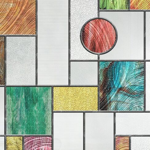 3D Stained Glass Window Film, Decorative Window Privacy Film for Bathroom,Front Door,Home, Sun Blocking Heat Control,Static Cling, Genes 17.5inch x 47.24inch in Saudi Arabia