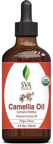 SVA ORGANICS Camellia Oil Organic USDA 4 Oz Pure Natural Cold Pressed Carrier Oil for Skin Care, Hair, Face Cleanser, Shampoo in Saudi Arabia
