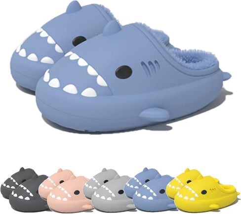 Winter Cloud Slides Shark Slippers Adults Cartoon Fuzzy Slippers Nonslip Soft Comfy Home Slippers in Saudi Arabia
