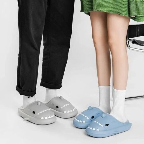Winter Cloud Slides Shark Slippers Adults Cartoon Fuzzy Slippers Nonslip Soft Comfy Home Slippers in Saudi Arabia