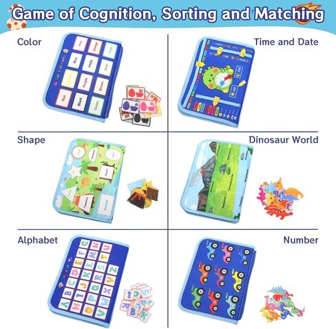 Busy Book Backpack for Toddlers 1-3, Montessorii Sensory Toys for Boy & Girl, Educational Activity Board Book for Baby Kids Travel Gift (Dinosaur, Large) in Saudi Arabia
