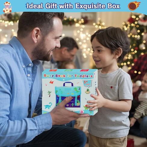 Busy Book Backpack for Toddlers 1-3, Montessorii Sensory Toys for Boy & Girl, Educational Activity Board Book for Baby Kids Travel Gift (Dinosaur, Large) in Saudi Arabia