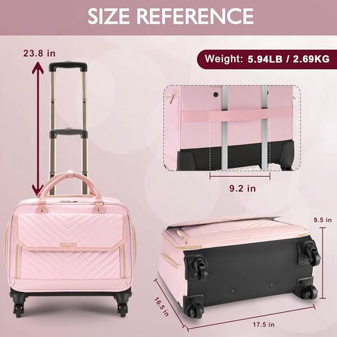 حقيبة دوارة للنساء مع 4 عجلات دوارة ومقبض تلسكوبي قابل للتمديد، حقيبة كمبيوتر محمول بعجلات، حقيبة كمبيوتر دوارة للعمل والسفر وحمل الأمتعة، تصميم صديق لإدارة أمن المواصلات الأمريكية، بيج in Kuwait