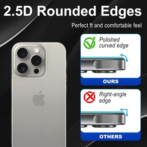 Screen Protector Compatible with iPhone 16 Pro Max, 2 Pcs Back Protector + 2 Pcs Camera Lens Protector, Ultra HD Glass, Anti-Scratch, Easy Installation in Saudi Arabia