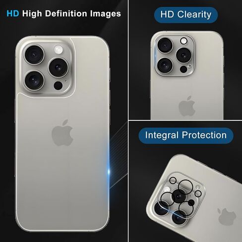 Screen Protector Compatible with iPhone 16 Pro Max, 2 Pcs Back Protector + 2 Pcs Camera Lens Protector, Ultra HD Glass, Anti-Scratch, Easy Installation in Saudi Arabia
