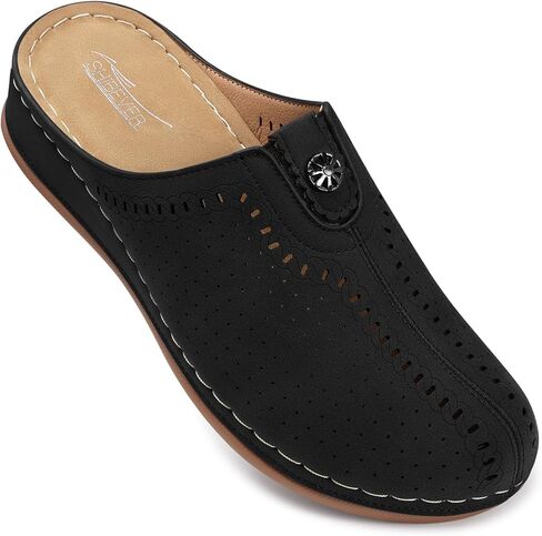 قباقيب SHIBEVER للأحذية النسائية ذات الكعب العالي: أحذية مسطحة سهلة الارتداء - صنادل مغلقة عند الأصابع مريحة in Kuwait