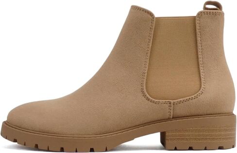 Soda “HOPPER" ~ Women Round Toe Double Elastic Gore Lug Sole Low Heel Chelsea Ankle Boot Bootie in Saudi Arabia