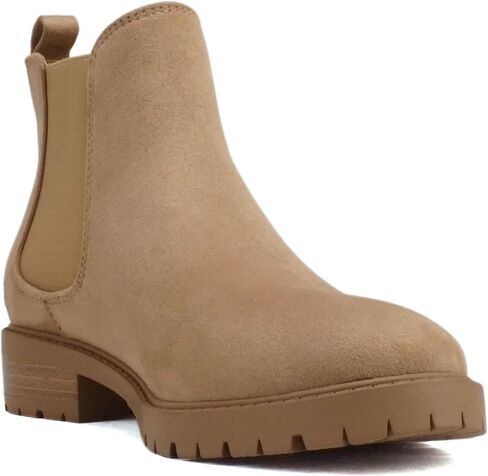 Soda “HOPPER" ~ Women Round Toe Double Elastic Gore Lug Sole Low Heel Chelsea Ankle Boot Bootie in Saudi Arabia