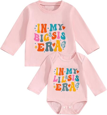 Canis Big Sister Little Sister Matching Outfit Shirt Set in My Big/Lil Sis Era Long Sleeve T-shirt and Bodysuit in Saudi Arabia