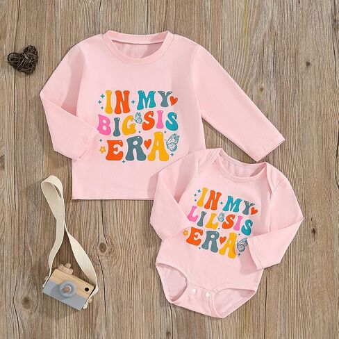 Canis Big Sister Little Sister Matching Outfit Shirt Set in My Big/Lil Sis Era Long Sleeve T-shirt and Bodysuit in Saudi Arabia