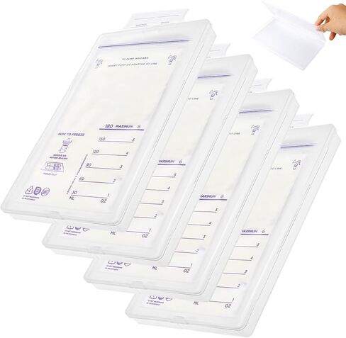 4 قطع 210 مل لتخزين حليب الثدي لتجميد مسطح، منظم لفريزر حليب الأم، موفر للمساحة، أكياس تخزين الحليب، حاويات صندوقية للتنظيم in Saudi Arabia