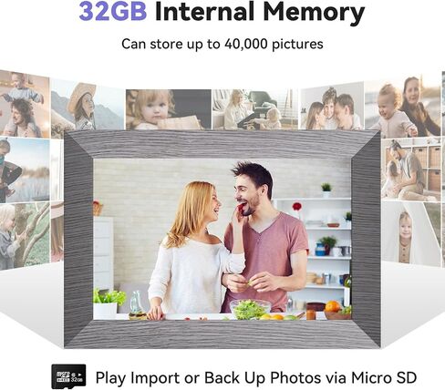 10.1" Digital Picture Frame with 32GB Storage, WiFi Digital Photo Frame 1280x800 HD IPS Touchscreen, Easy Setup for Photo & Video Sharing via Free App in Saudi Arabia