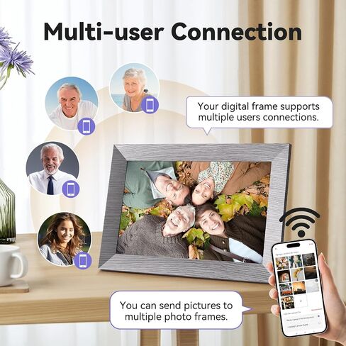 10.1" Digital Picture Frame with 32GB Storage, WiFi Digital Photo Frame 1280x800 HD IPS Touchscreen, Easy Setup for Photo & Video Sharing via Free App in Saudi Arabia