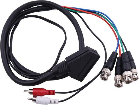أنثى RGB Euro SCART إلى 4 RGB BNC محول كابل ألعاب الصوت والفيديو متوافق مع Sega Genesis Saturn Super Nintendo Neo Geo PlayStation والأنظمة الأخرى التي تنتج RGB عبر SCART in Saudi Arabia