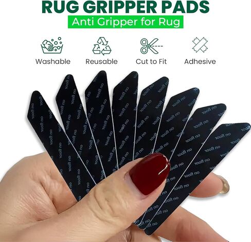 12 Pcs Non Slip Rug Pads Gripper for Rug for Hardwood Floors, Tile, Wood Under Rug Carpet Tape Stickers, Reusable Washable Adhesive Stickers in Saudi Arabia
