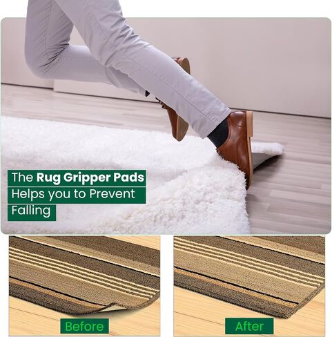 12 Pcs Non Slip Rug Pads Gripper for Rug for Hardwood Floors, Tile, Wood Under Rug Carpet Tape Stickers, Reusable Washable Adhesive Stickers in Saudi Arabia