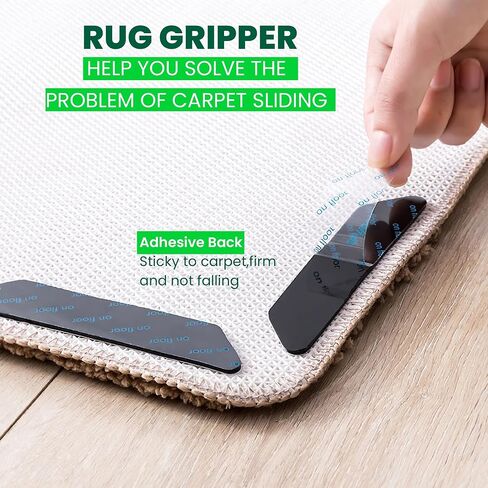 12 Pcs Non Slip Rug Pads Gripper for Rug for Hardwood Floors, Tile, Wood Under Rug Carpet Tape Stickers, Reusable Washable Adhesive Stickers in Saudi Arabia