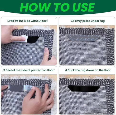 12 Pcs Non Slip Rug Pads Gripper for Rug for Hardwood Floors, Tile, Wood Under Rug Carpet Tape Stickers, Reusable Washable Adhesive Stickers in Saudi Arabia