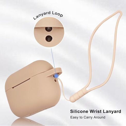 Compatible with Airpods Pro 2nd Generation Case Cover 2022, Soft Silicone Protective Cover with Bracelet Keychain for Apple Airpods Pro 2 Case for Women (Milk Tea) in Saudi Arabia