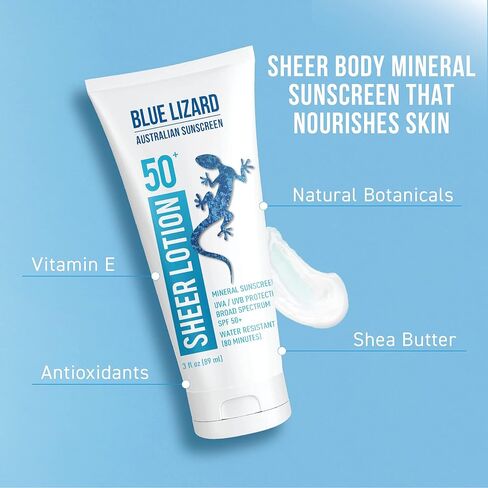 لوشن الجسم الأسترالي الواقي من الشمس من بلو ليزارد، عامل حماية من الشمس 50+، 3 أونصة. in Kuwait