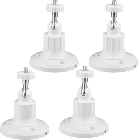 Wall Mount for Outdoor Security Camera, White, 4-Pack | 360 Degree Adjustable, Mounting Bracket, 1/4 Screw Connector, Camera Not Included in Saudi Arabia