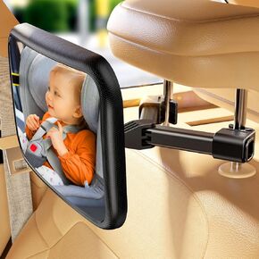 Baby Car Mirror for Baby Never Shake Baby Mirror for Car Seat Mirror Rear Facing Hook Clip Design Easy Install Back Seat Mirror for Baby Crystal Clear View ShatterProof
