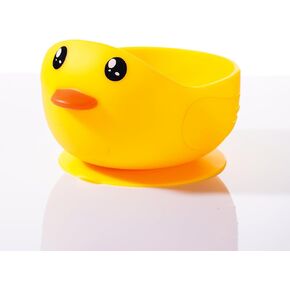 Baby Silicone Bowl with Suction and Inwardly Curved Wall for Toddler First Stage Eating,the Cute Duck Snack Utensil is Anti Slide and Flip in Your Kid Easy and Happy Self Food Feeding Training