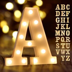 Laerjin Led Marquee Letter Lights, LED Letter Lights Sign Light Up Letters Sign for Home Cafe Bar Party Wedding Birthday Christmas Decoration, Battery Operated Initials Lamp Letters Symbol-&