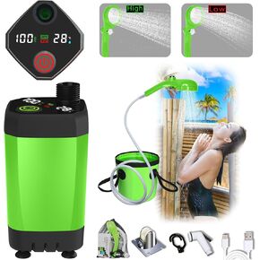 Portable Camping Shower Pump for Traveling: Water Pump with 6000mA Rechargeable Battery & Bucket for Family Camping Trip