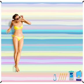 BYDOLL Beach Blanket Sandproof Waterproof 10'×9' 1-8 Kids Adults Compact Lightweight Oversized Beach Blanket Large Picnic Mat Blanket for Travel Camping Hiking Picnic