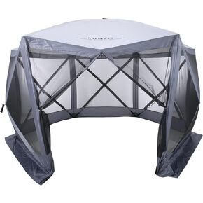 Pop Up Gazebo Screen House Tent for Camping, 12'x12' 6 Sided Instant Canopy Shelter Gazebo Screen House 8-10 Person, for Backyard, Camping and Outdoor, Coffee