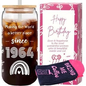 55th Birthday Gifts For Women Her, 1969 Happy 55th Birthday Party Decoration, 55 Years Old Gifts Idea for Women Turning 55-20oz Coffee Glass Cup