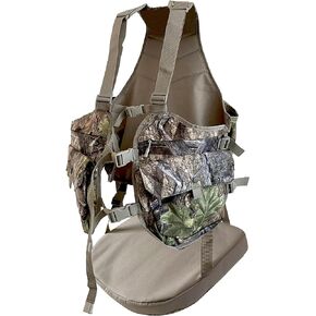 AUSCAMOTEK Camouflage Hunting Vest with Detachable Seat Cushion for Turkey Dove and Upland Bird Hunting