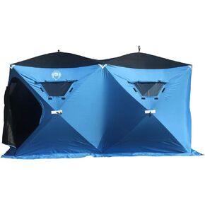 4-9 Person Portable Ice Fishing Shelter with 2 Big Doors-Diamond Door Guard System