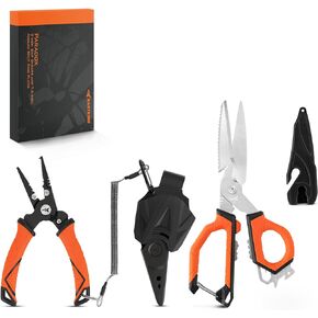 KastKing Paradox Fishing Tools Set, Corrosion-Resistant, Stainless Steel 9" Bait Shears & 7.5" Angled Nose Pliers With Spring-loaded, Ergonomic and Non-slip Grips, Protective Sheaths