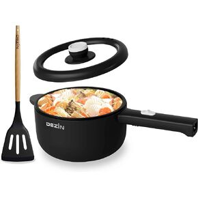 Dezin Electric Cooker, 2L Non-Stick Sauté Pan, Rapid Noodles Cooker, Mini Pot for Ramen with Power Adjustment, Dorm Room Essential (Egg Rack Included)