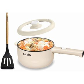 Dezin Electric Cooker, 2L Non-Stick Sauté Pan, Rapid Noodles Cooker, Mini Pot for Ramen with Power Adjustment, Dorm Room Essential (Egg Rack Included)