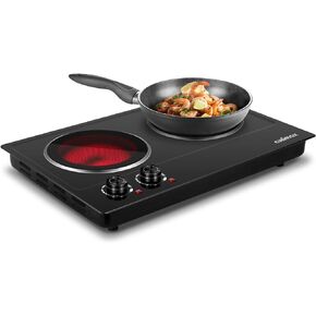 Hot Plate, CUSIMAX Electric Burner 1500W Hot Plate Cooking Single Burner Electric Stove with Heat-up in Seconds Adjustable Temperature Control Silver Stainless Steel Body, Your Kitchen Assistant