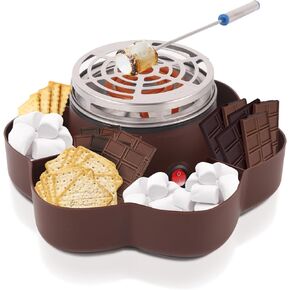 Electric S'mores Maker Tabletop Indoor, Flameless Marshmallow Roaster, Smores Kit with 6 Compartment Trays and 4 Forks, Housewarming Gifts for New House