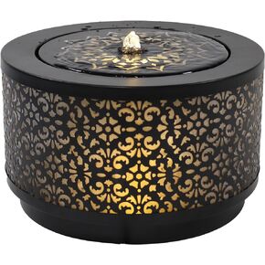 Sunnydaze نافورة مياه خارجية من الحديد المجلفن بقطر 15.75 بوصة × ارتفاع 9.5 بوصة مع أضواء LED - مضخة غاطسة كهربائية - أسود in Kuwait