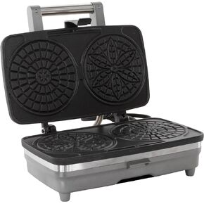 صانعة البيتزا من Chef'sChoice تصنع قطعتين من البسكويت بحجم 4.75 بوصة في 30 ثانية، مكواة غير لاصقة مع قالبين تتميز باستعادة درجة الحرارة بشكل فوري، مثالية للكانولي، 900 واط، فضي in Kuwait